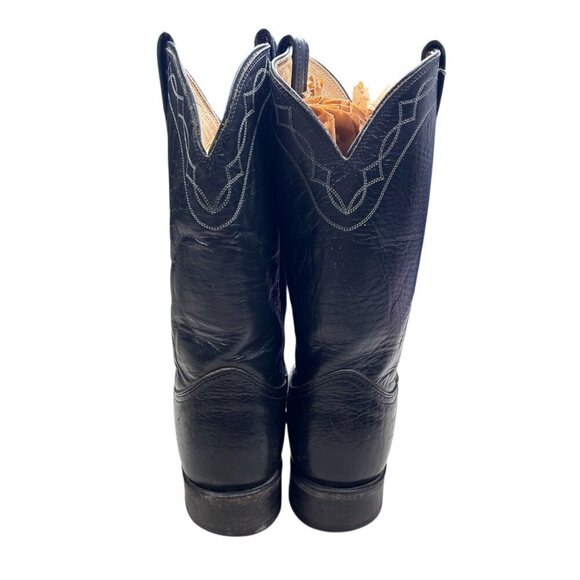 Nocona Western Leather Cowboy Boots 8E Men Black Embroidered
